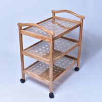 Beech wood  Tea Trolley With Glass
