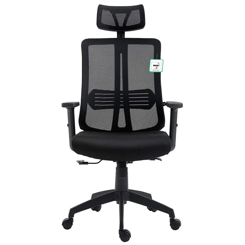 High Back Executive Mesh Office Computer Chair with Headrest in Black