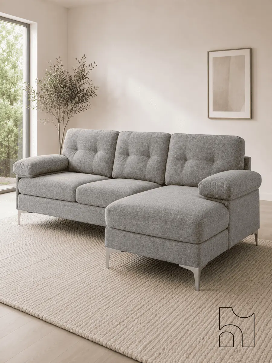 L Shape Sofa with high-density foam and washable cushion covers