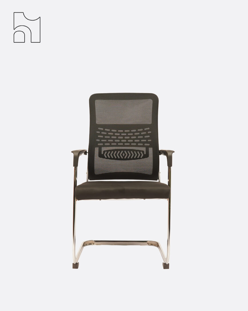 Ergonomic mesh visitor chair with back support and chrome frame