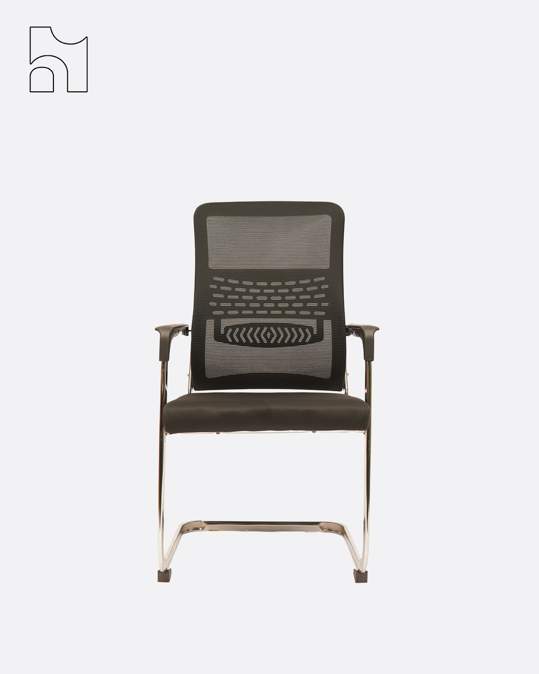 Ergonomic mesh visitor chair with back support and chrome frame