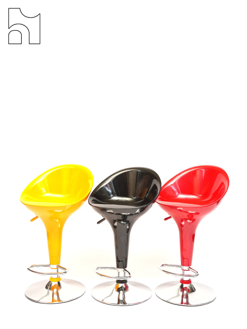 VibeSpin Bar Stool Trio – Glossy Adjustable Stools in Yellow, Black & Red