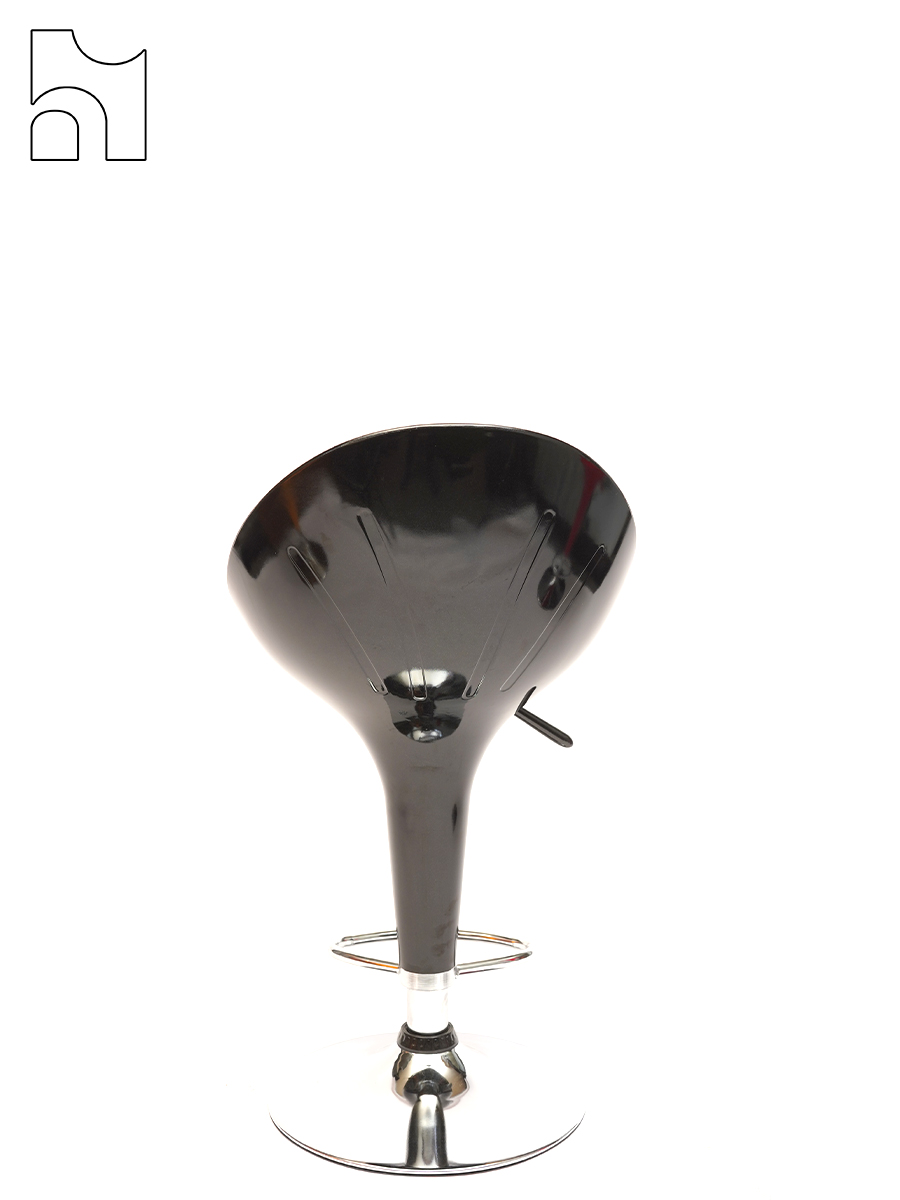 VibeSpin Bar Stool – Glossy Black Adjustable Stool with Chrome Base