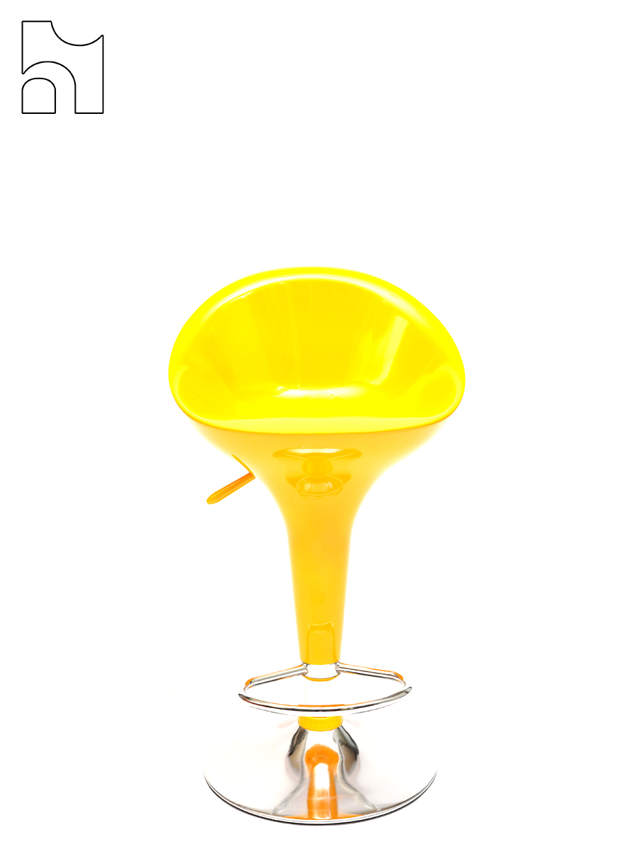 SolarGlide Bar Stool – Glossy Yellow Adjustable Swivel Chair