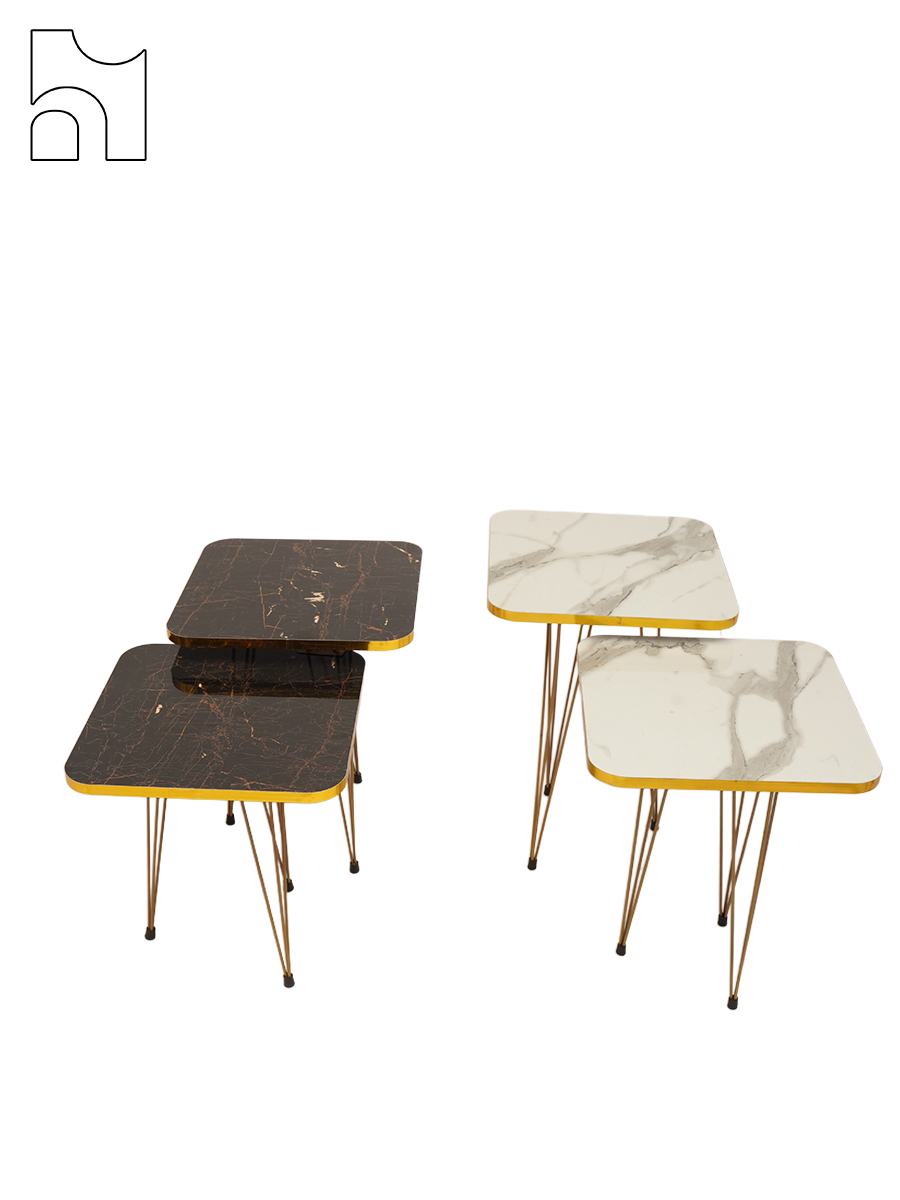Marquina Marble Nesting Tables (Set of 4) – Black & White Luxury Side Tables