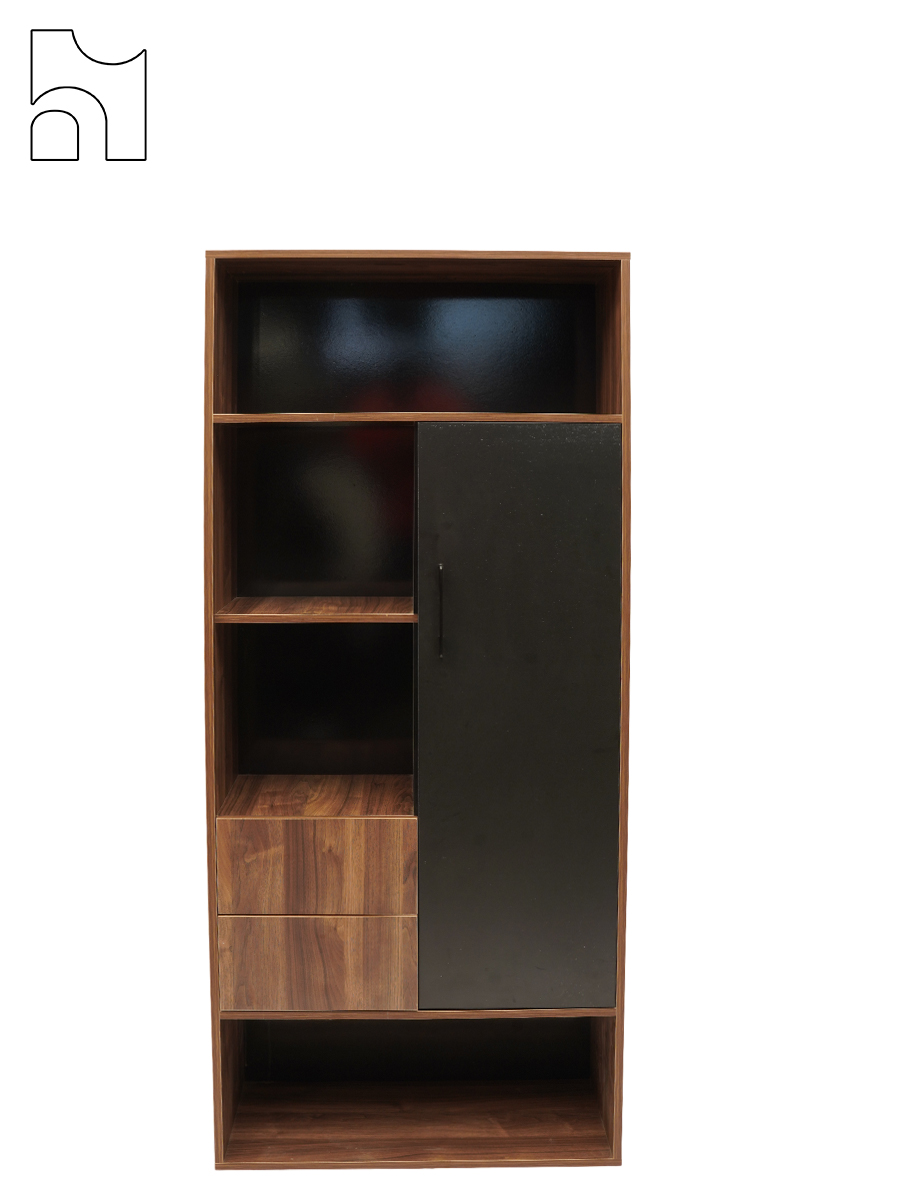 Noirwood Storage Cabinet – Modern Walnut & Black Finish