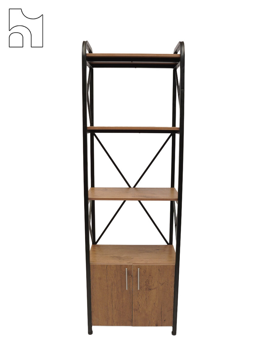 FlowEdge Storage Shelf with Cabinet – Modern Industrial Tall Bookcase