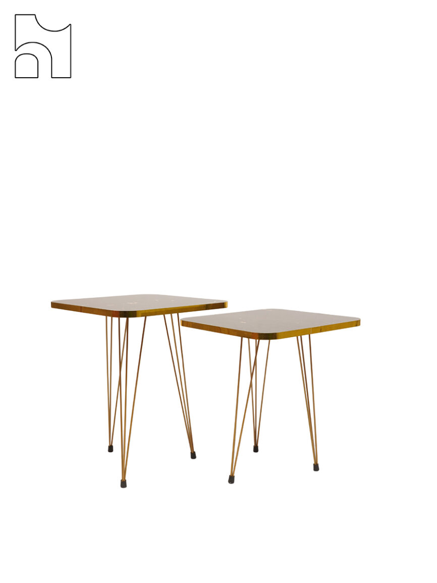 Marquina Noir Side Table – Black Marble Accent Table with Gold Finish
