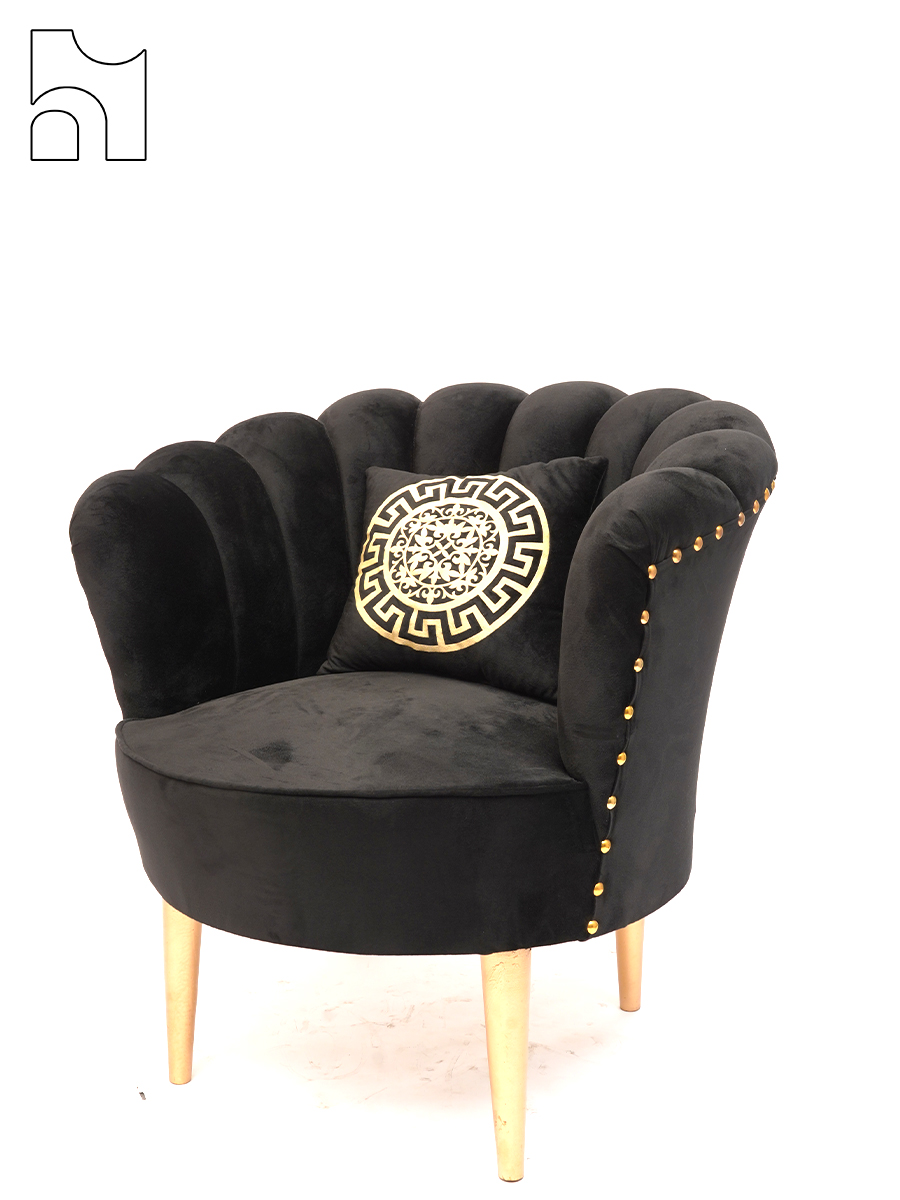 Black Velvet Accent Chair - Image 2