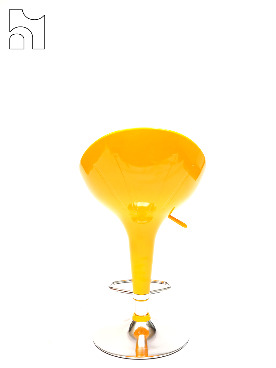 SolarGlide Bar Stool – Glossy Yellow Adjustable Swivel Chair