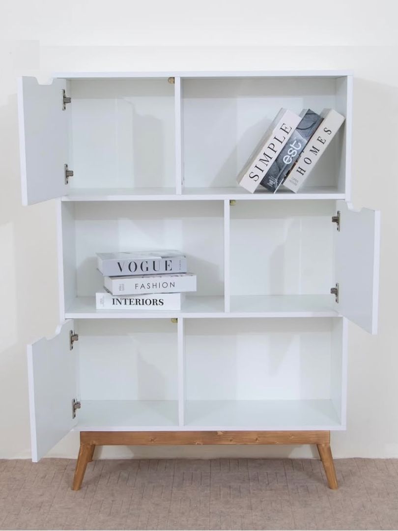 3 Handle-less Cabinets Book Rack with Open Storage - Image 3