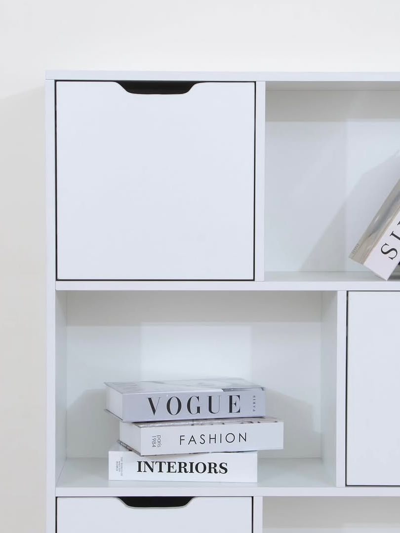 3 Handle-less Cabinets Book Rack with Open Storage - Image 4