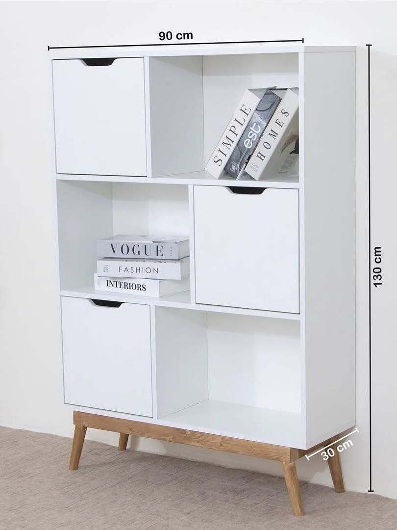 3 Handle-less Cabinets Book Rack with Open Storage - Image 5