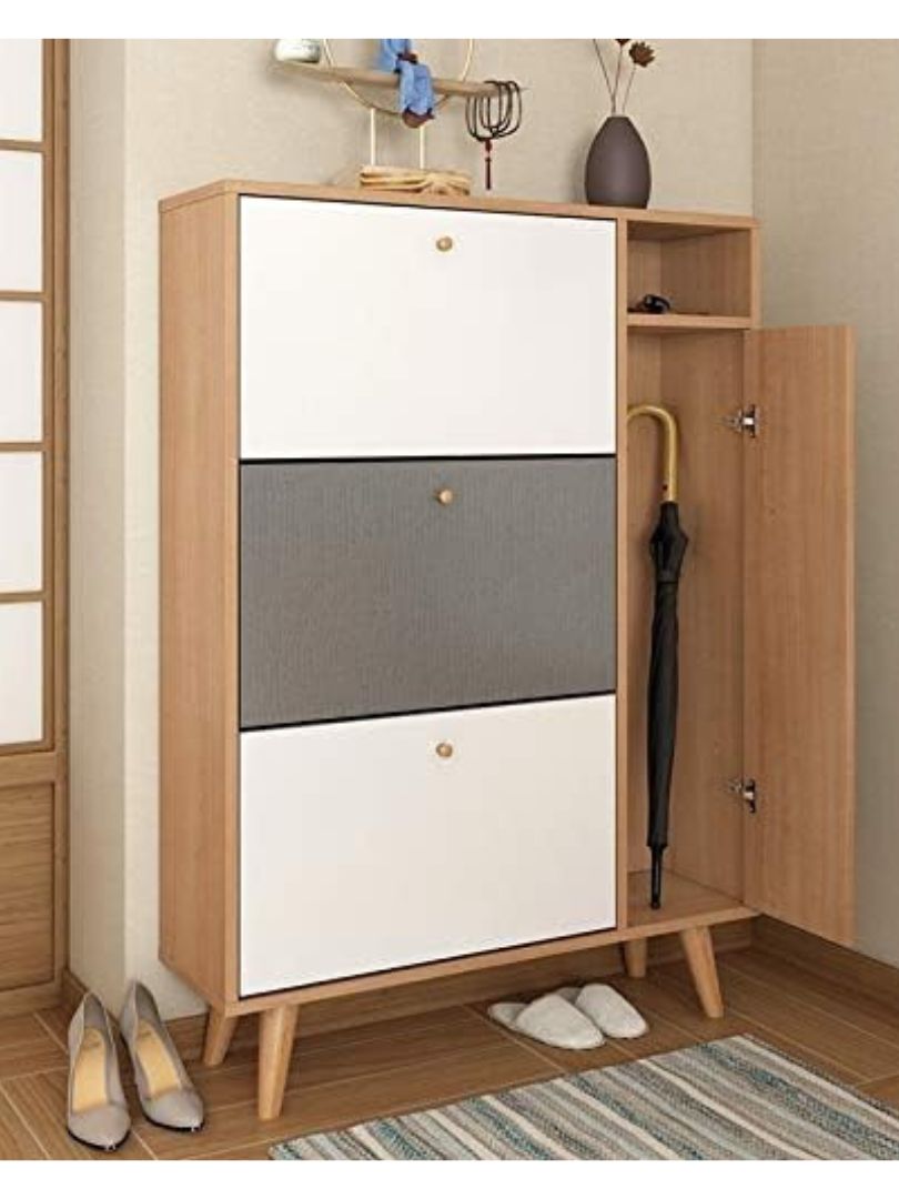 3 Sections Sliding Shoe Rack with Smart Storage Cabinet - Image 4