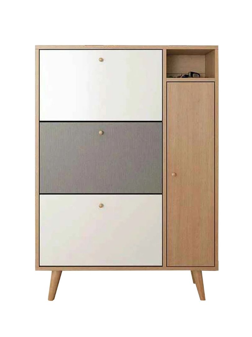 3 Sections Sliding Shoe Rack with Smart Storage Cabinet - Image 6