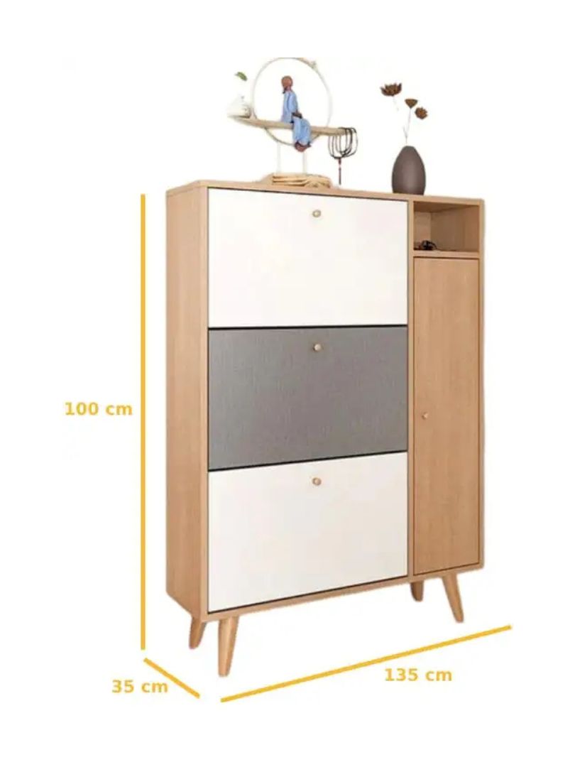 3 Sections Sliding Shoe Rack with Smart Storage Cabinet - Image 7