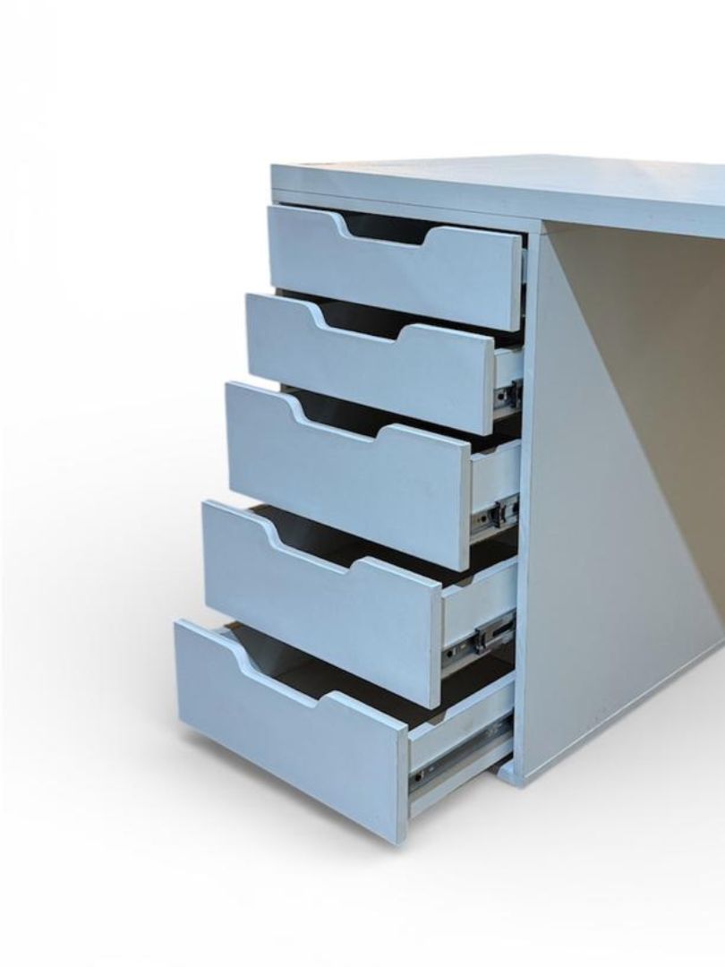 Gaming Table with Handle-less 5 Drawers and 1 Cabinet Storage - Image 4