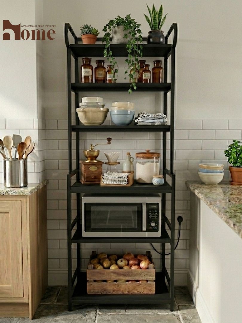 5-Shelf Kitchen Bakers Rack | Space Saving Free Standing Microwave Oven Stand - Image 9