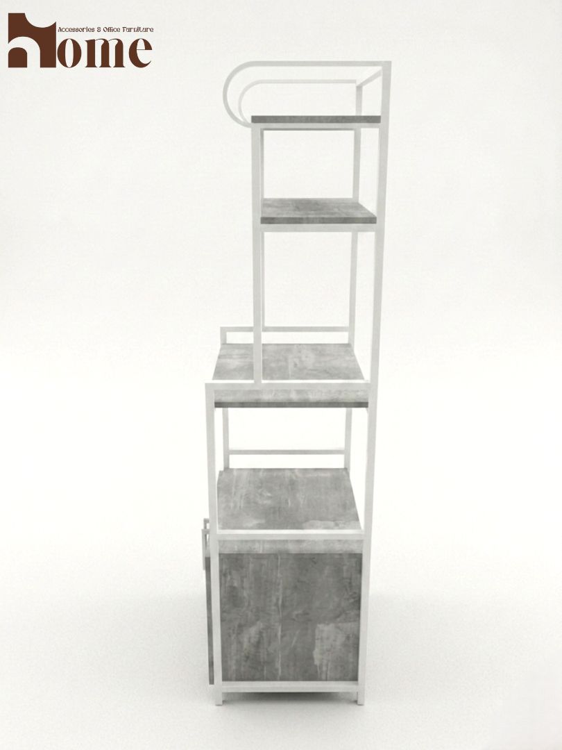 Kitchen Bakers Cabinet Rack - White & Grey - Image 4