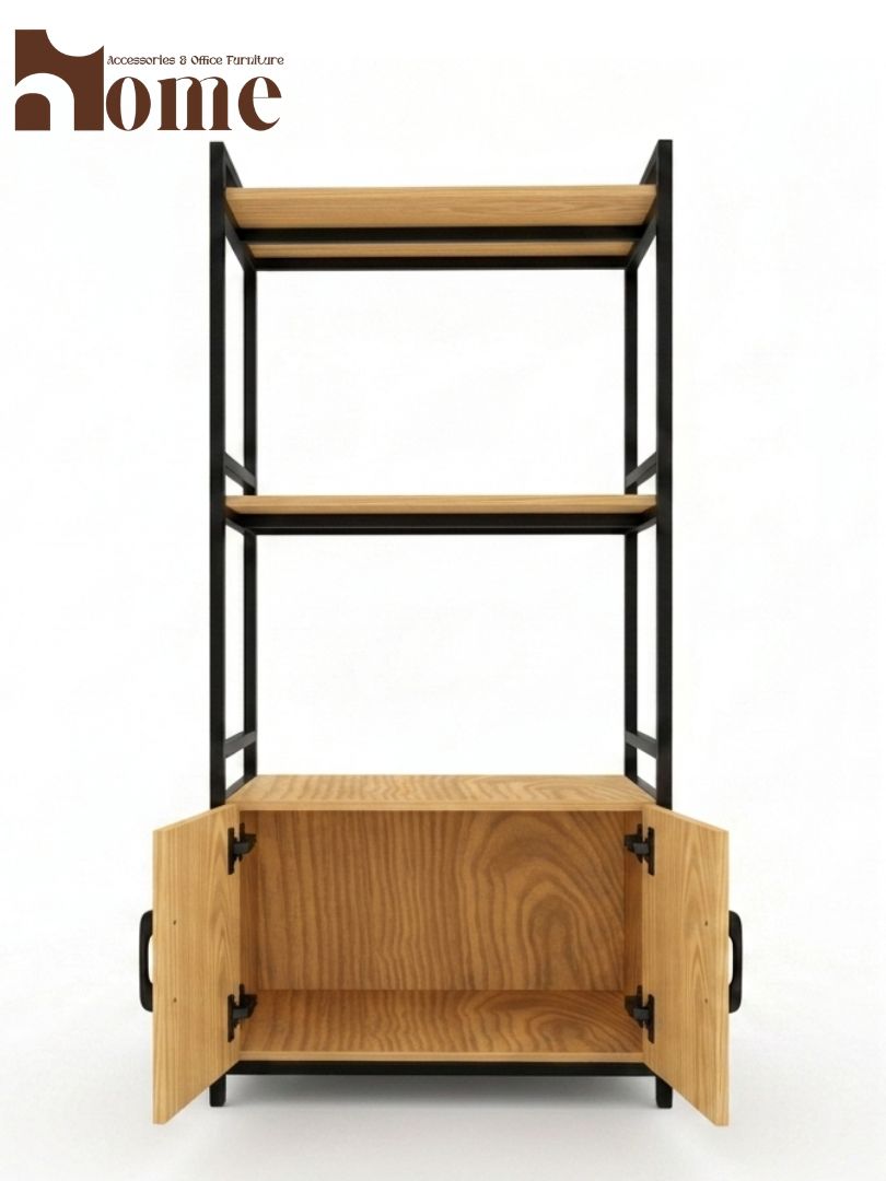 Modern 3-Tier Kitchen Rack with Storage Cabinet | Multi-Purpose Standing Microwave Oven Stand - Image 3