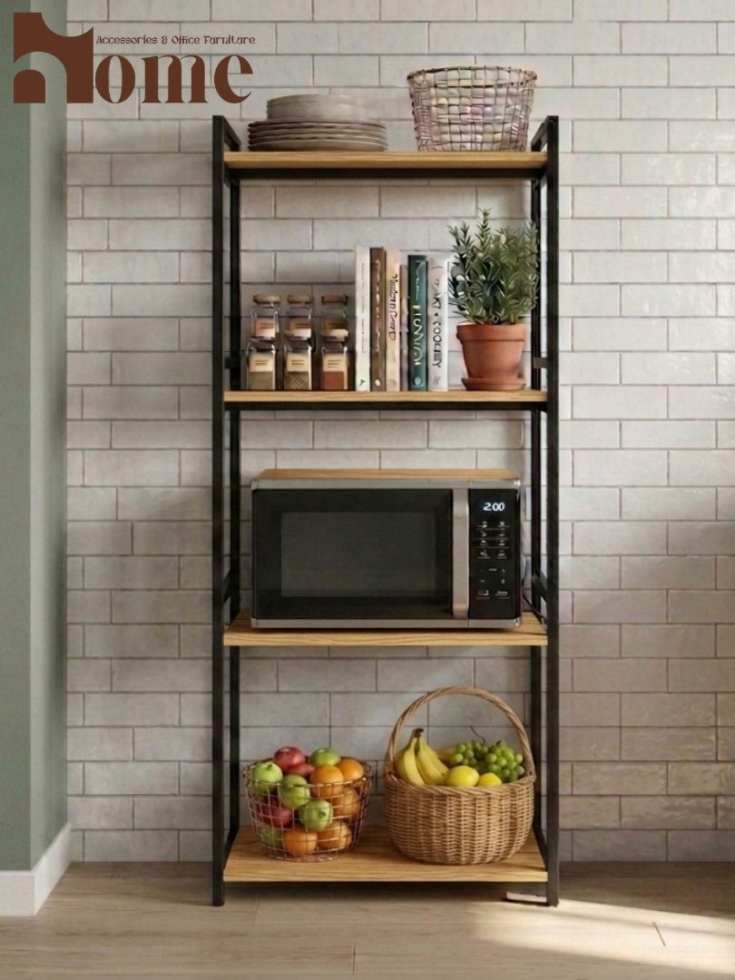 Modern 4-Tier Kitchen Rack | Multi-Purpose Standing Microwave Oven Stand | Spice Rack with Open Utility Storage Space - Image 6