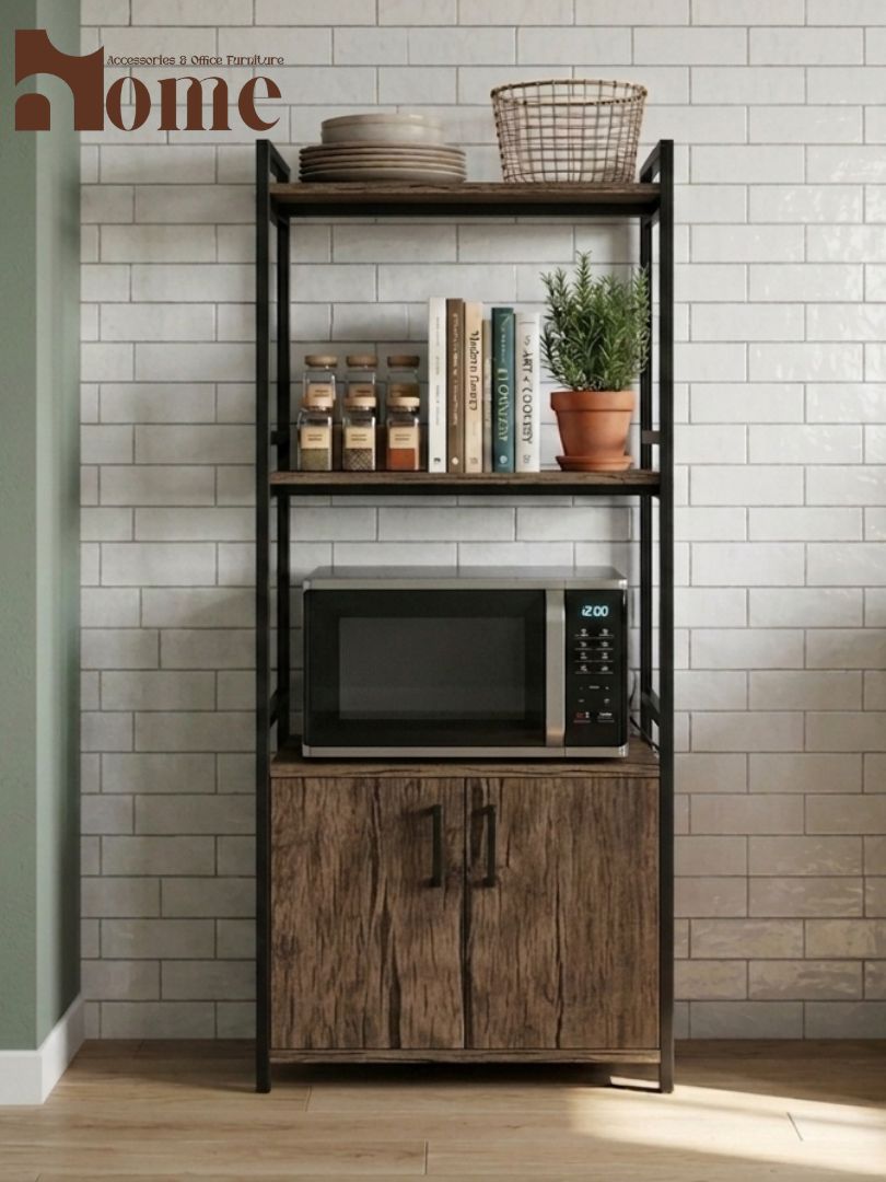 Modern 3-Tier Kitchen Rack with Storage Cabinet | Multi-Purpose Standing Microwave Oven Stand - Image 7