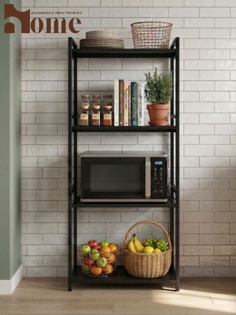 Modern 4-Tier Kitchen Rack | Multi-Purpose Standing Microwave Oven Stand | Spice Rack with Open Utility Storage Space - Image 11