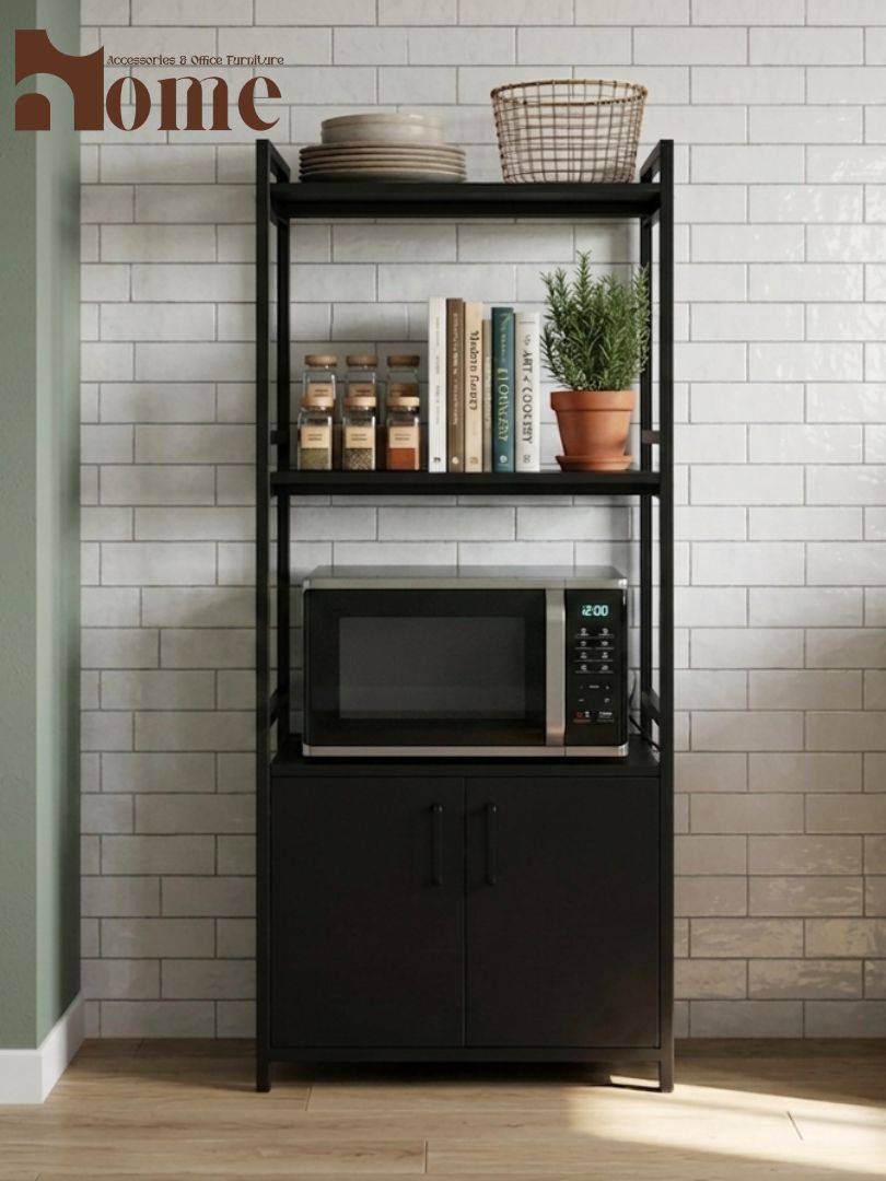 Modern 3-Tier Kitchen Rack with Storage Cabinet | Multi-Purpose Standing Microwave Oven Stand - Image 13