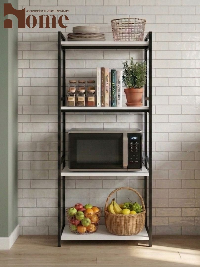 Modern 4-Tier Kitchen Rack | Multi-Purpose Standing Microwave Oven Stand | Spice Rack with Open Utility Storage Space - Image 16