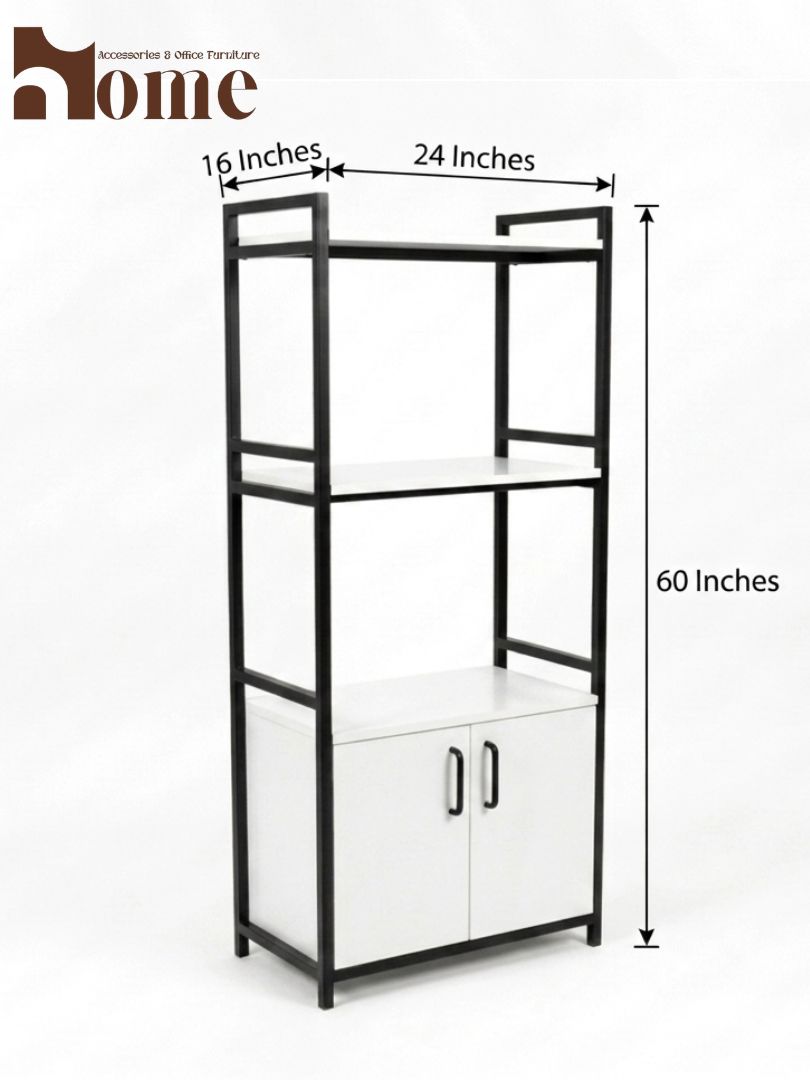 Modern 3-Tier Kitchen Rack with Storage Cabinet | Multi-Purpose Standing Microwave Oven Stand - Image 24