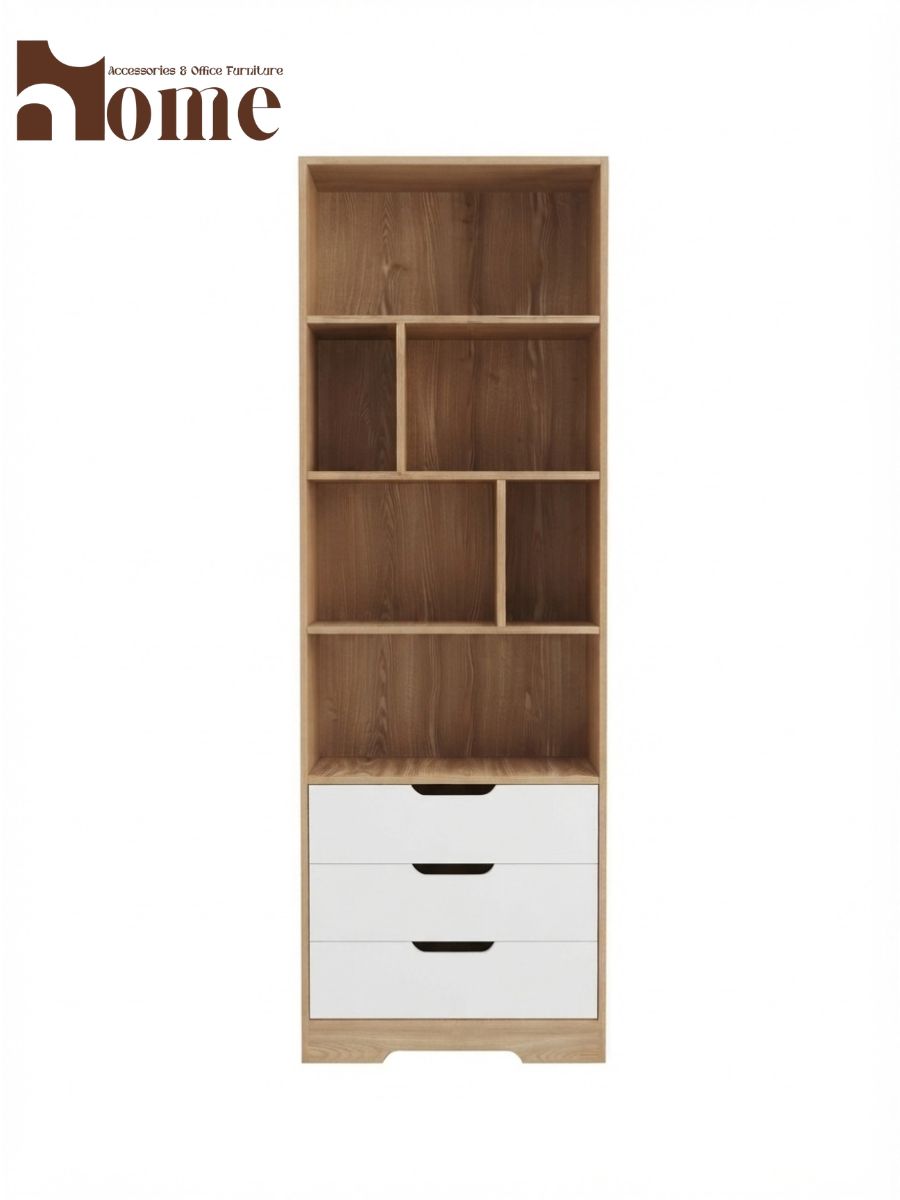 Bookshelf Rack with 3 Handle-less Drawers - Image 2
