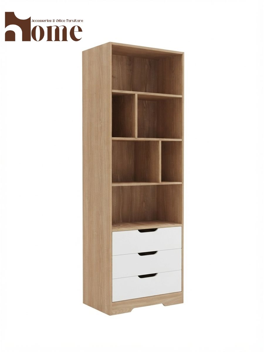 Bookshelf Rack with 3 Handle-less Drawers - Image 3