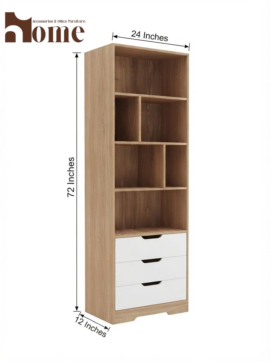 Bookshelf Rack with 3 Handle-less Drawers - Image 4
