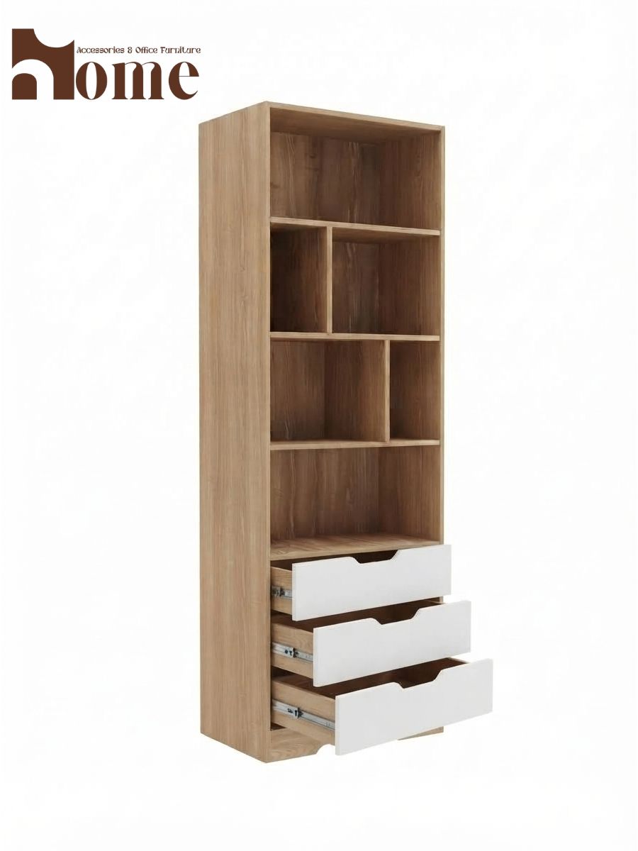 Bookshelf Rack with 3 Handle-less Drawers - Image 5