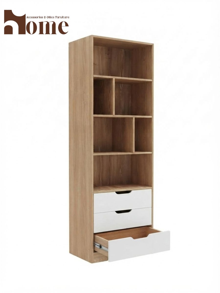 Bookshelf Rack with 3 Handle-less Drawers - Image 6