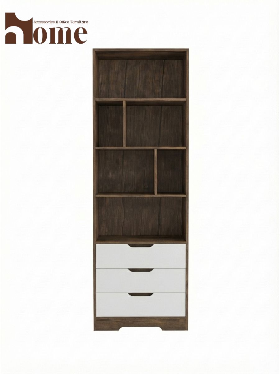 Bookshelf Rack with 3 Handle-less Drawers - Image 9