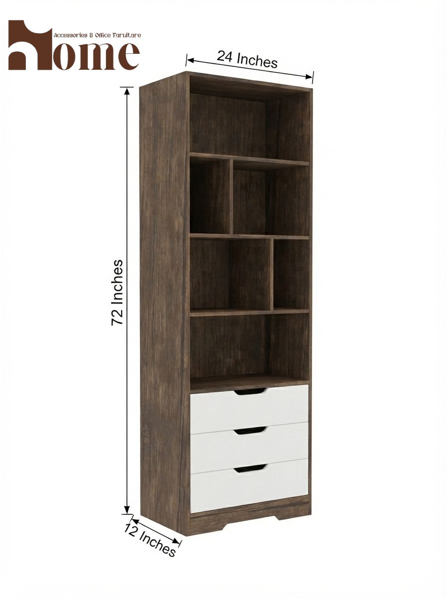 Bookshelf Rack with 3 Handle-less Drawers - Image 11