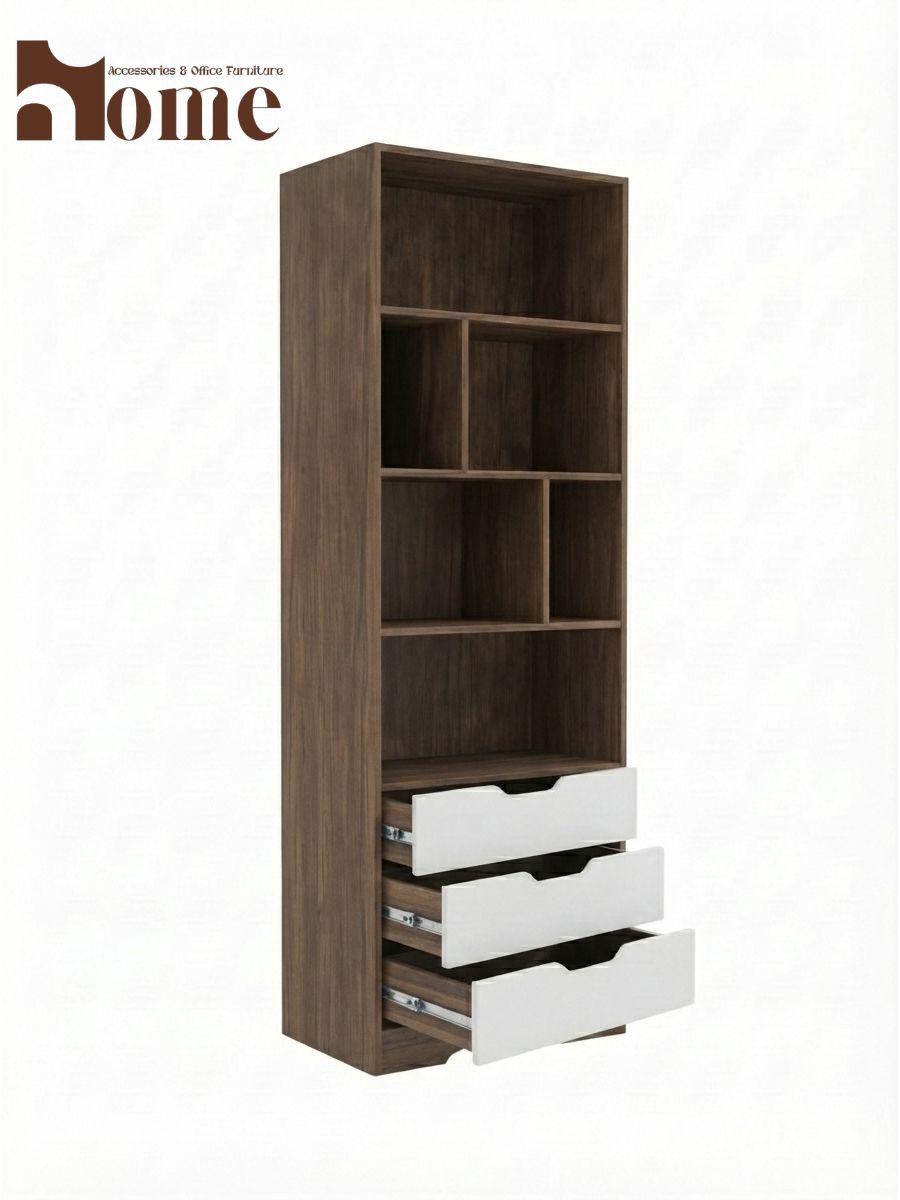 Bookshelf Rack with 3 Handle-less Drawers - Image 12