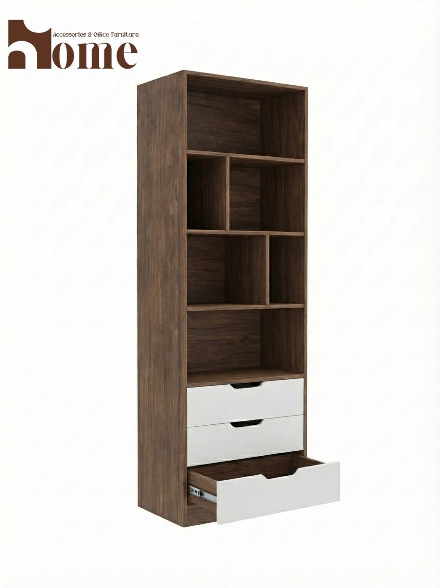 Bookshelf Rack with 3 Handle-less Drawers - Image 13