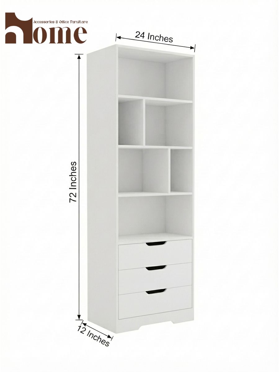 Bookshelf Rack with 3 Handle-less Drawers - Image 18