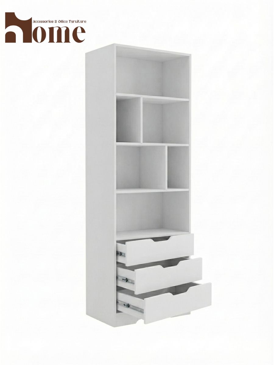 Bookshelf Rack with 3 Handle-less Drawers - Image 19