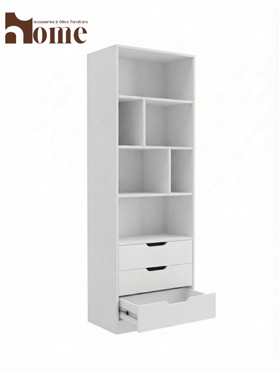 Bookshelf Rack with 3 Handle-less Drawers - Image 20