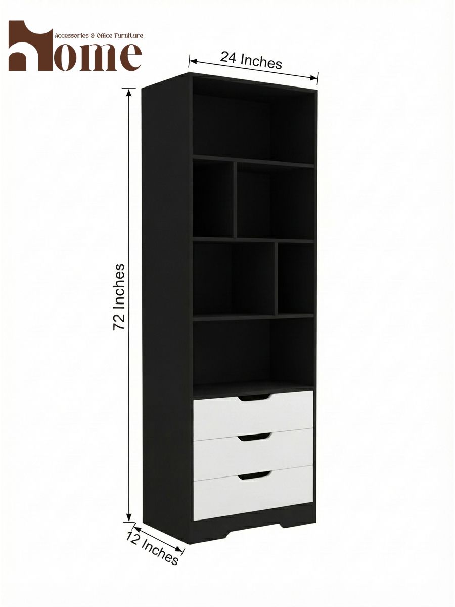 Bookshelf Rack with 3 Handle-less Drawers - Image 25