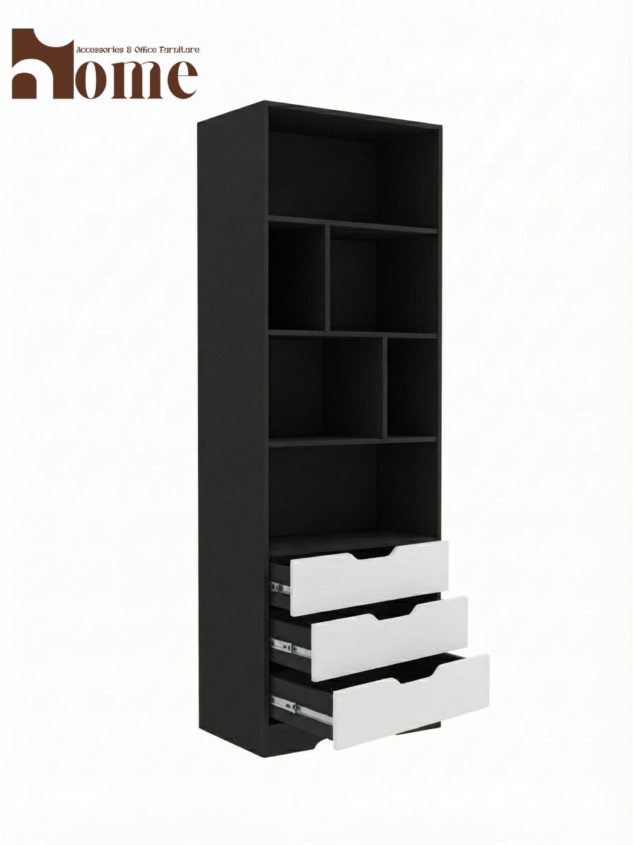 Bookshelf Rack with 3 Handle-less Drawers - Image 26