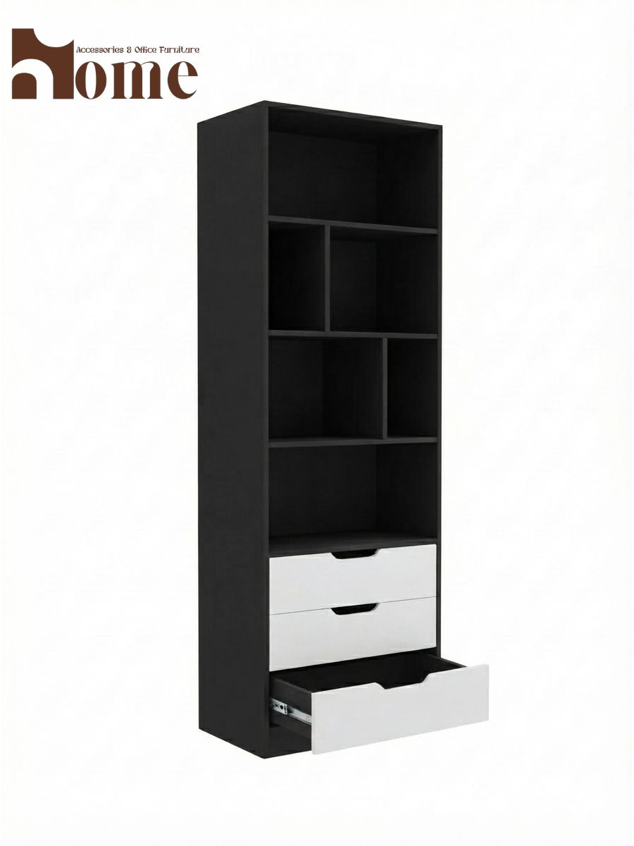 Bookshelf Rack with 3 Handle-less Drawers - Image 27